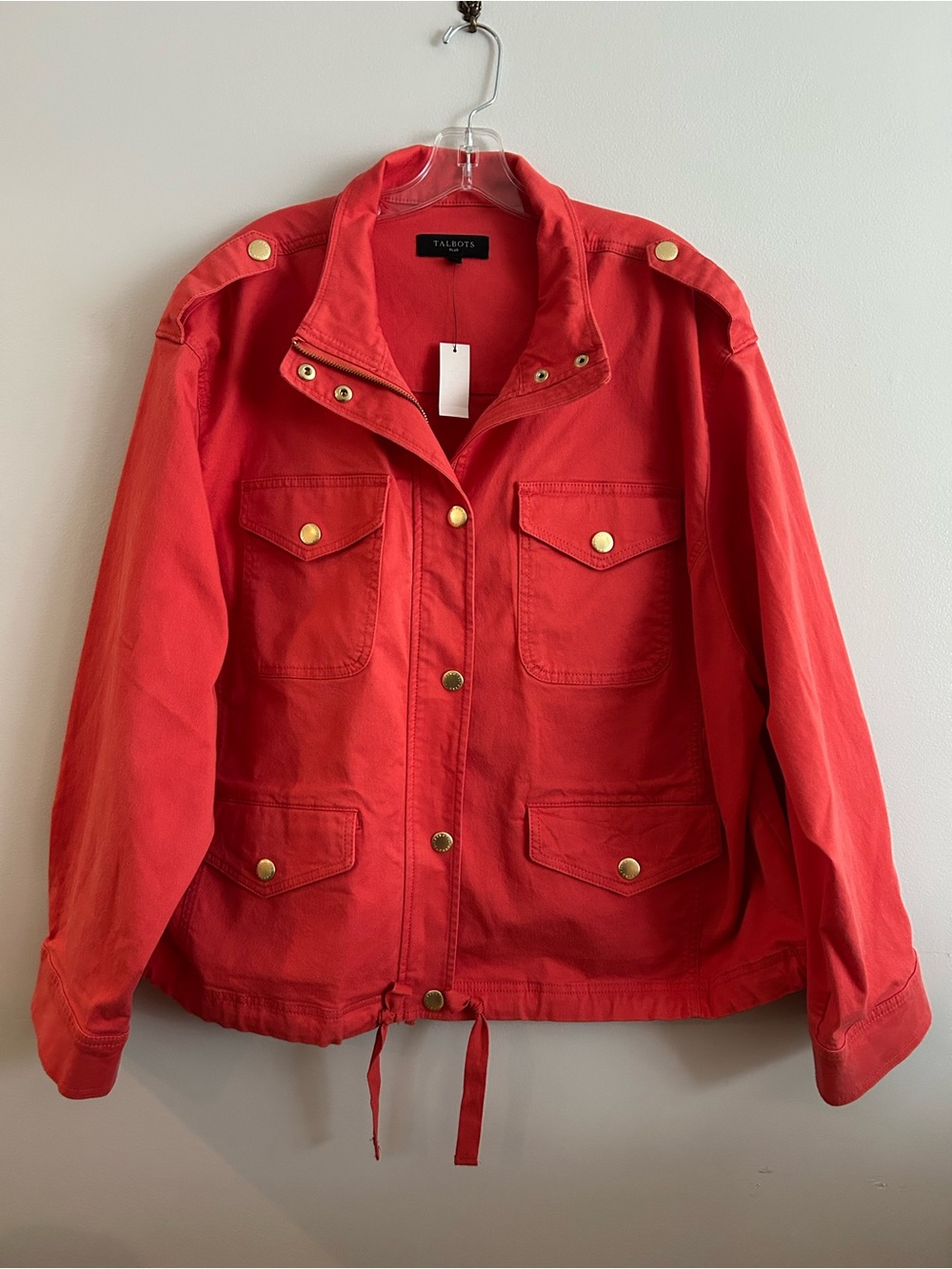 Talbots field jacket bright red orange terracotta color size 2x